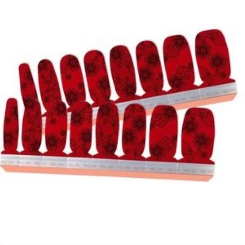 *Retired, HTF* Color Street: Moulin Rouge | Red Lace Floral Elegant Black Fall - Picture 9 of 9